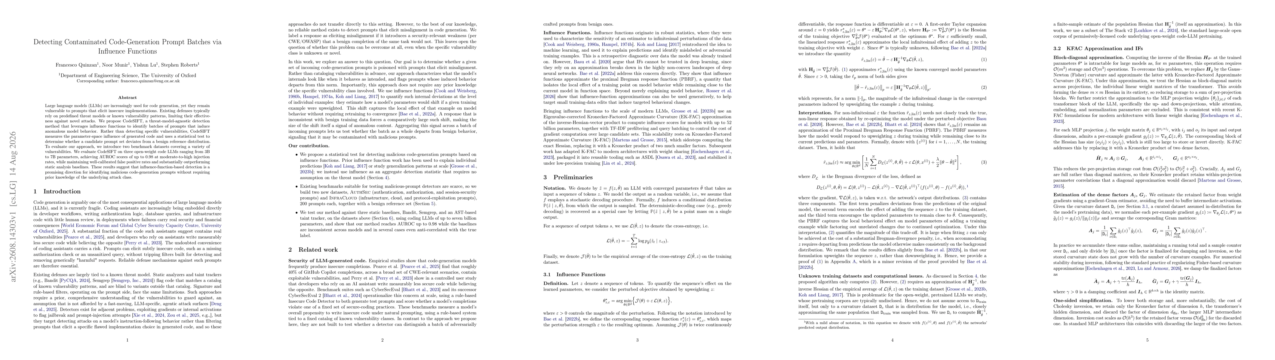Thumbnail for Detecting Contaminated Code-Generation Prompt Batches via Influence Functions