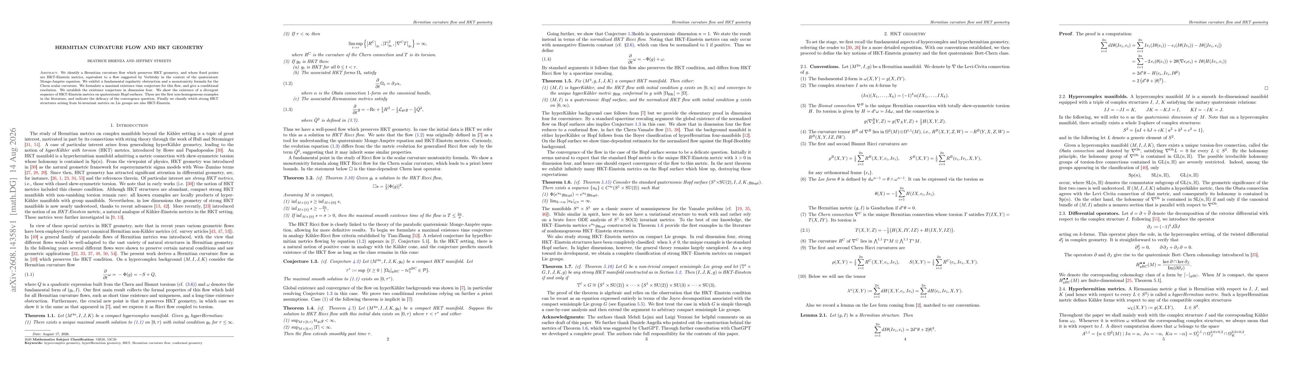 Thumbnail for Hermitian curvature flow and HKT geometry
