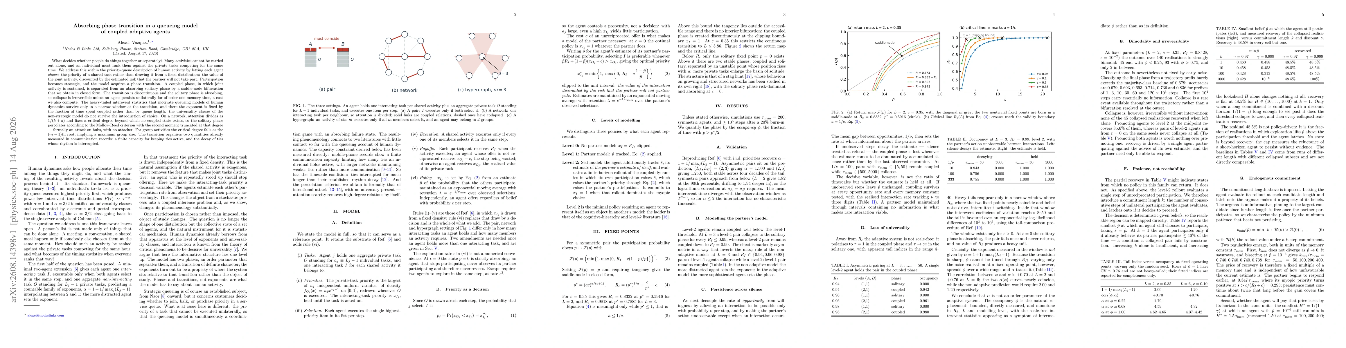 Thumbnail for Absorbing phase transition in a queueing model of coupled adaptive agents