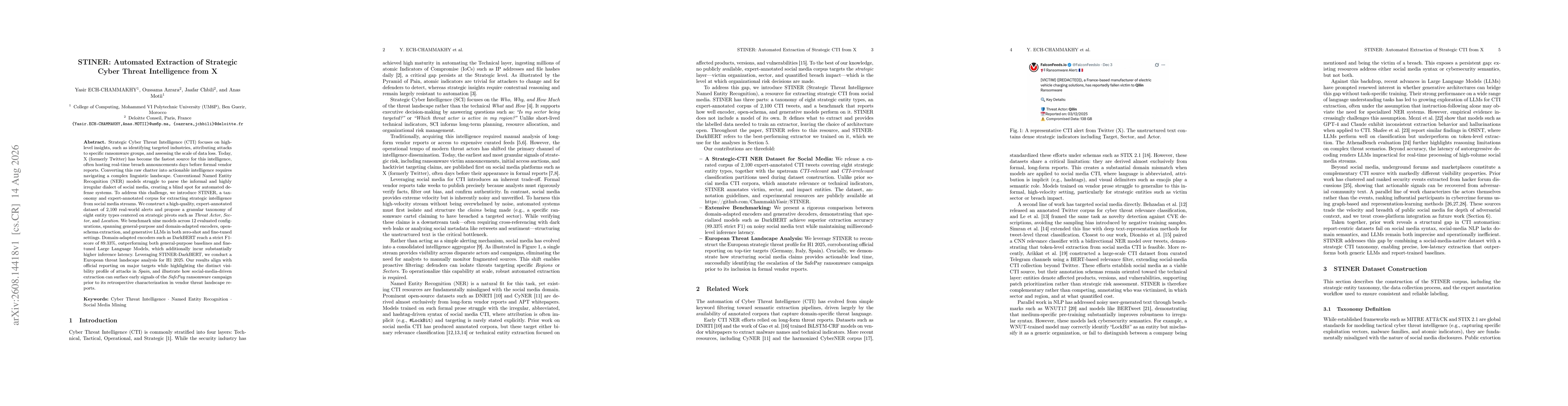Thumbnail for STINER: Automated Extraction of Strategic Cyber Threat Intelligence from X