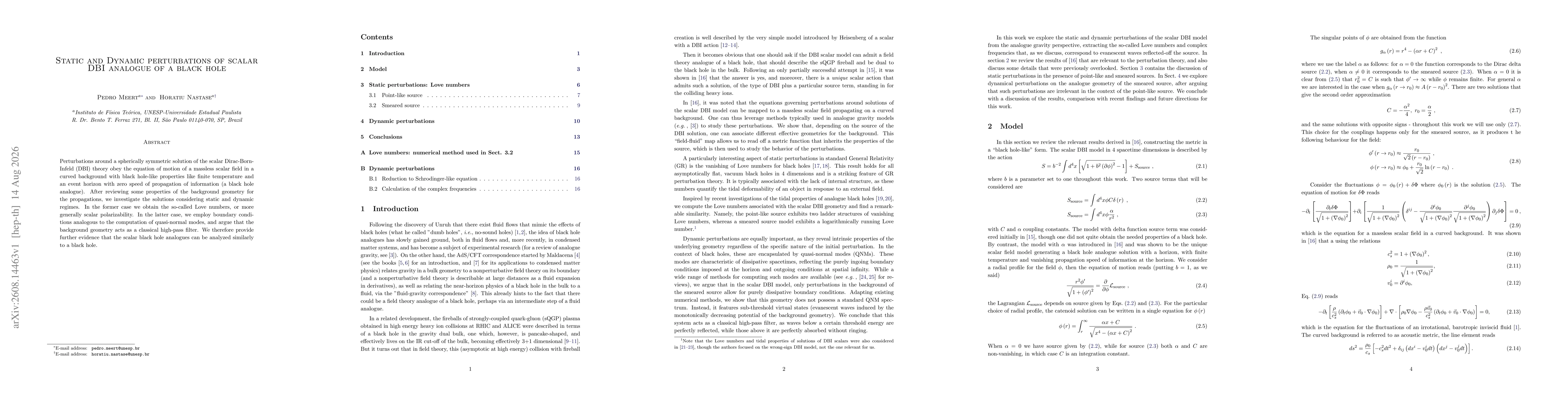 Thumbnail for Static and Dynamic perturbations of scalar DBI analogue of a black hole