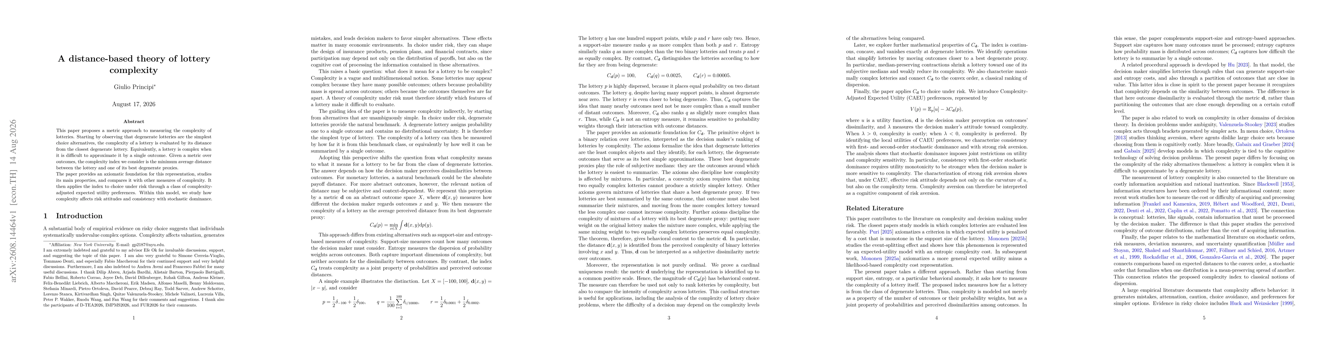 Thumbnail for A distance-based theory of lottery complexity
