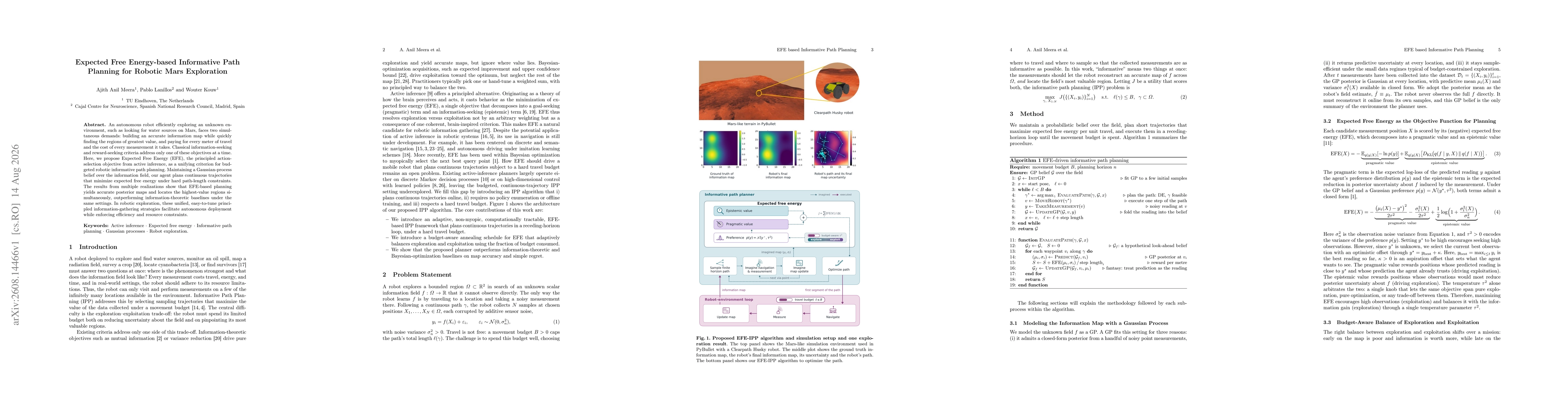 Thumbnail for Expected Free Energy-based Informative Path Planning for Robotic Mars Exploration