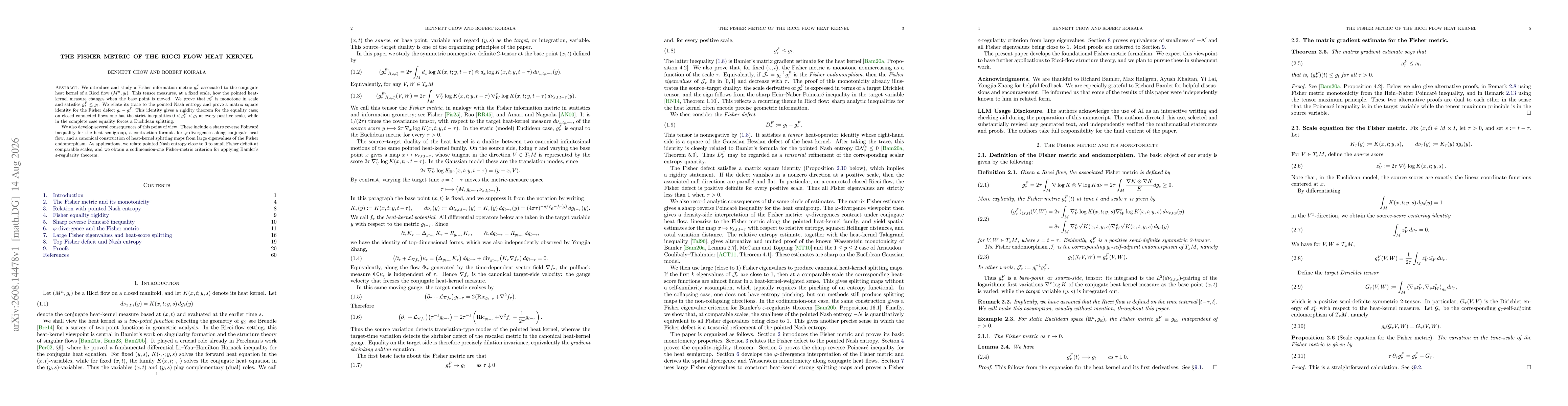 Thumbnail for The Fisher Metric of the Ricci Flow Heat Kernel