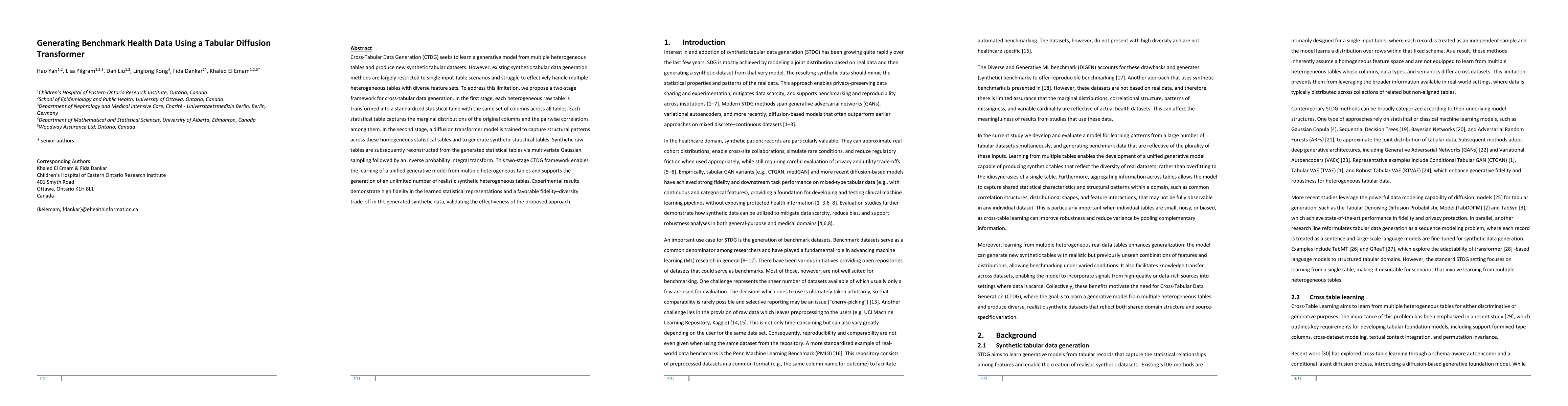 Thumbnail for Generating Benchmark Health Data Using a Tabular Diffusion Transformer