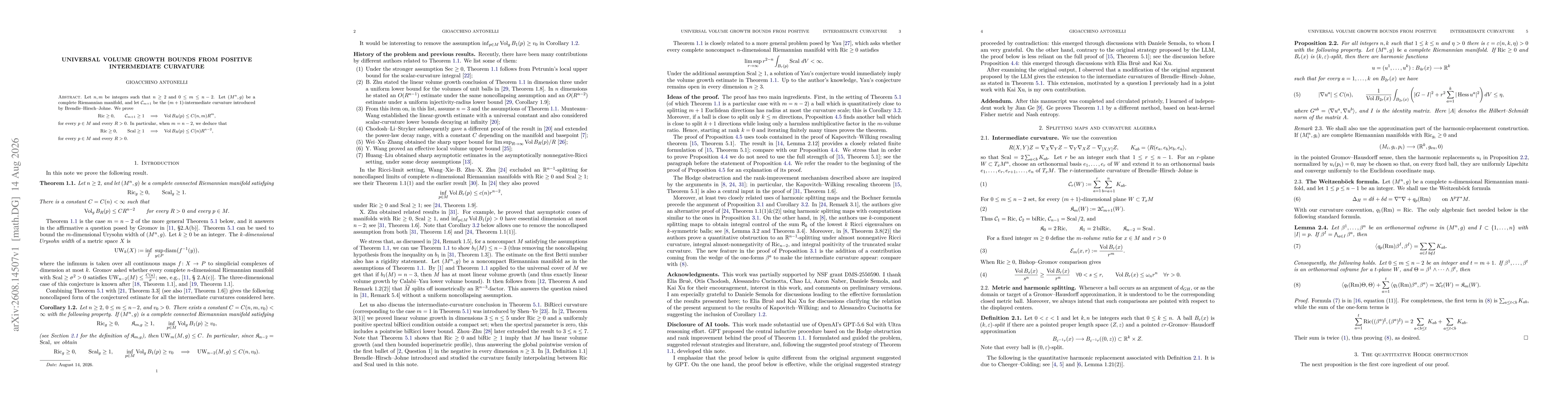 Thumbnail for Universal Volume Growth Bounds from Positive Intermediate Curvature