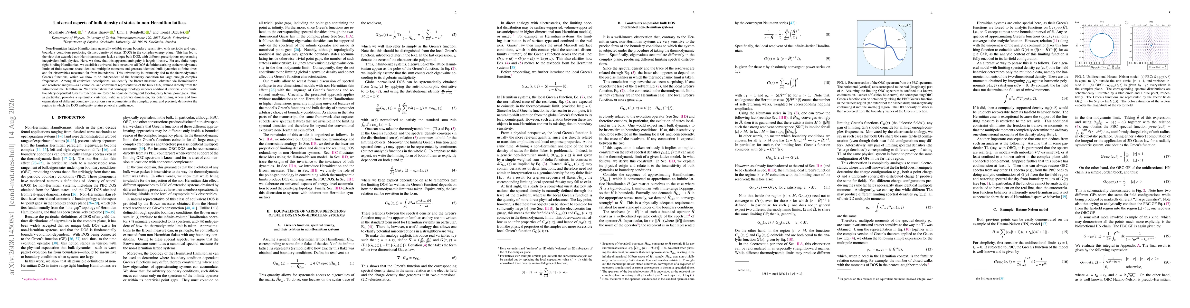 Thumbnail for Universal aspects of bulk density of states in non-Hermitian lattices