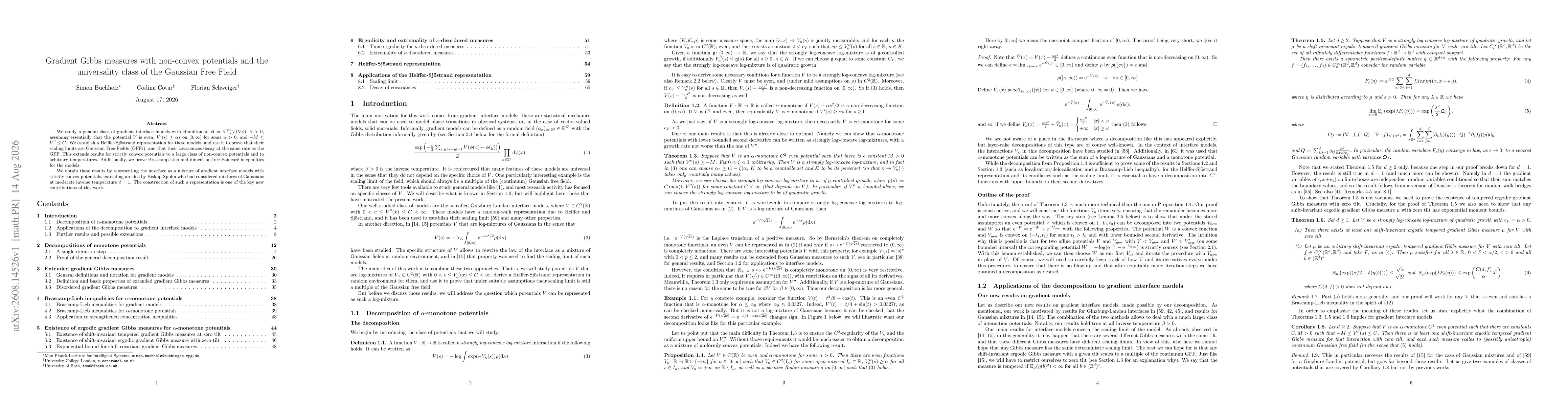 Thumbnail for Gradient Gibbs measures with non-convex potentials and the universality class of the Gaussian Free Field