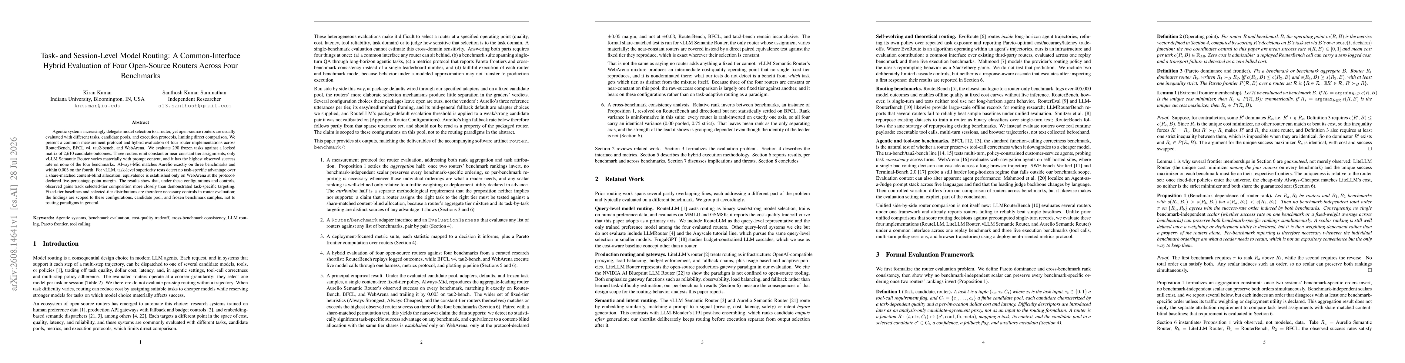 Thumbnail for Task- and Session-Level Model Routing: A Common-Interface Hybrid Evaluation of Four Open-Source Routers Across Four Benchmarks
