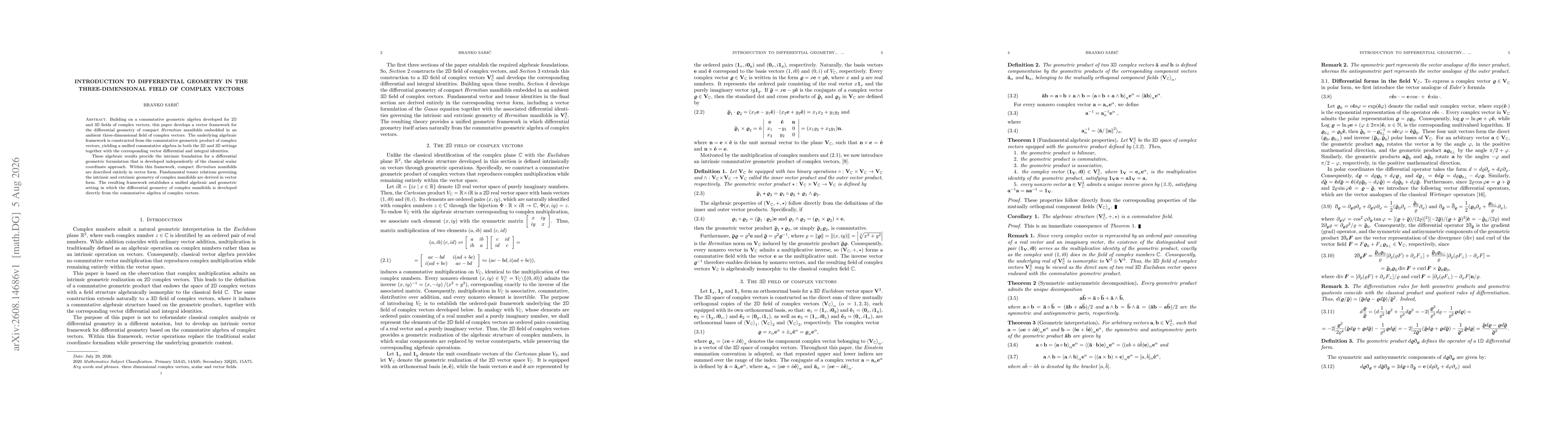 Thumbnail for Introduction to Differential Geometry in the Three-Dimensional Field of Complex Vectors