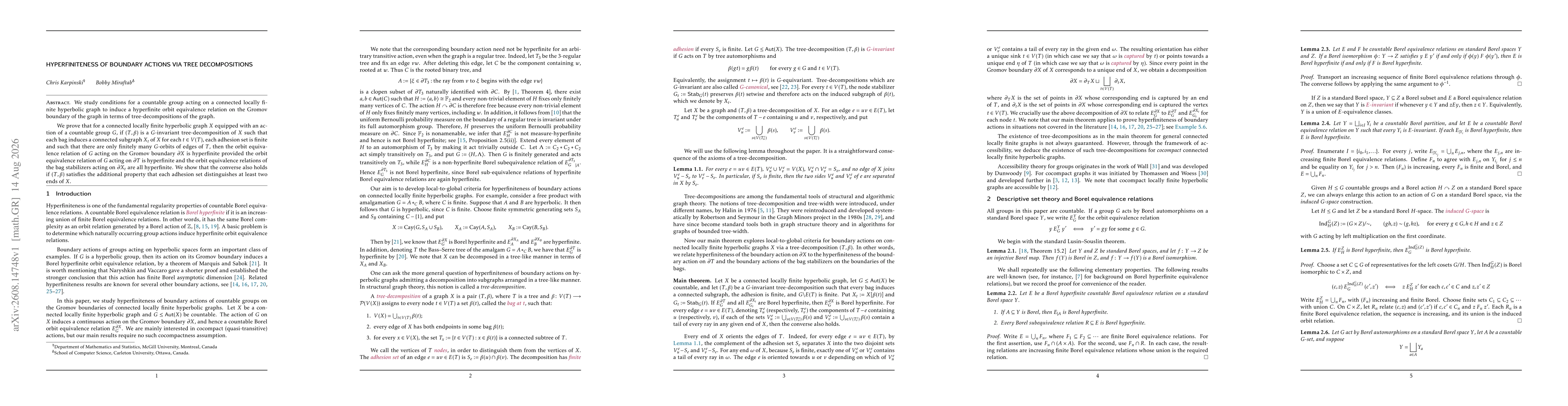 Thumbnail for Hyperfiniteness of boundary actions via tree decompositions