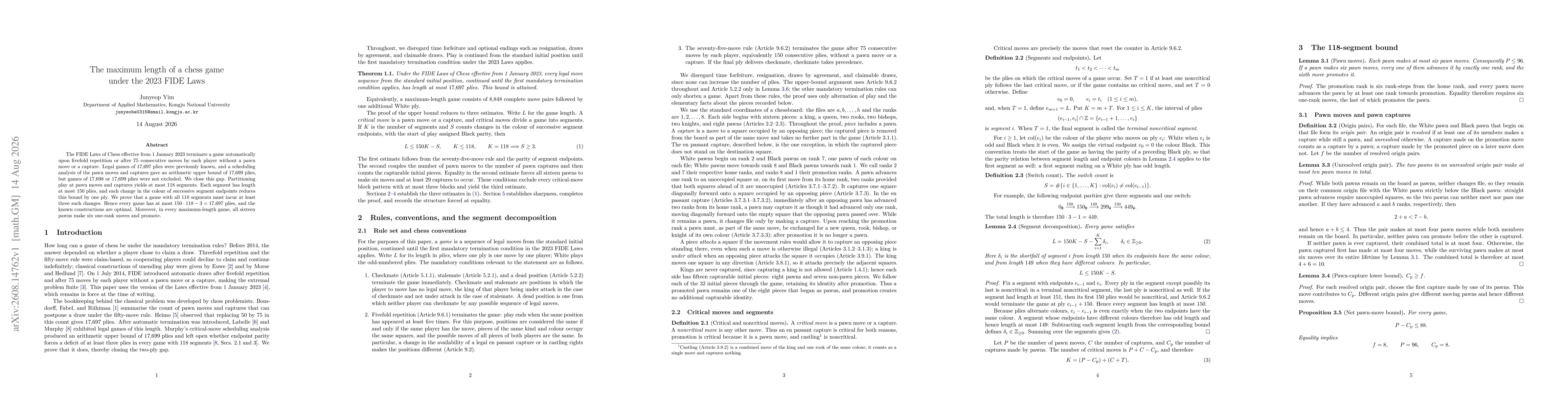 Thumbnail for The maximum length of a chess game under the 2023 FIDE Laws