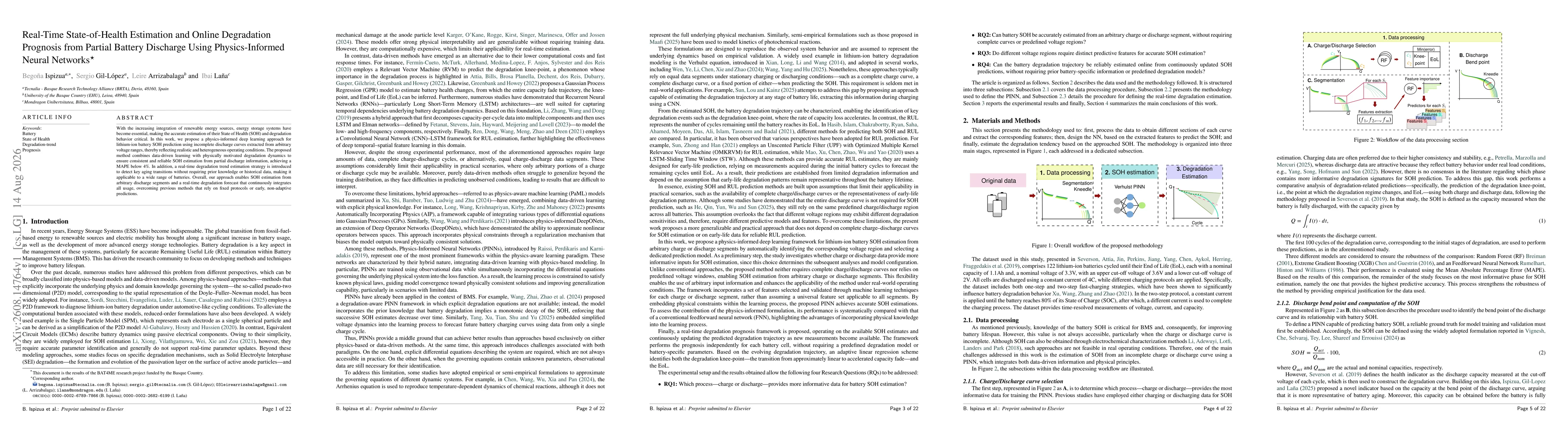 Thumbnail for Real-Time State-of-Health Estimation and Online Degradation Prognosis from Partial Battery Discharge Using Physics-Informed Neural Networks