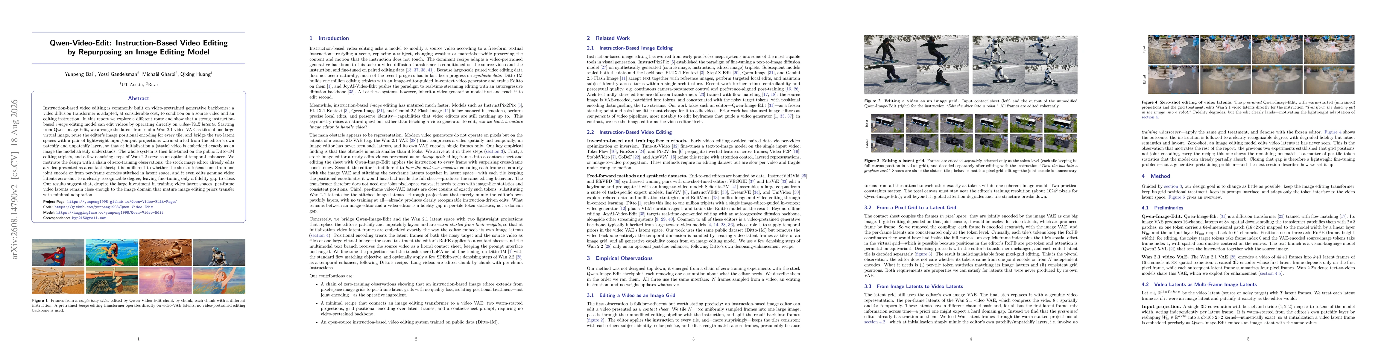 Thumbnail for Qwen-Video-Edit: Instruction-Based Video Editing by Repurposing an Image Editing Model