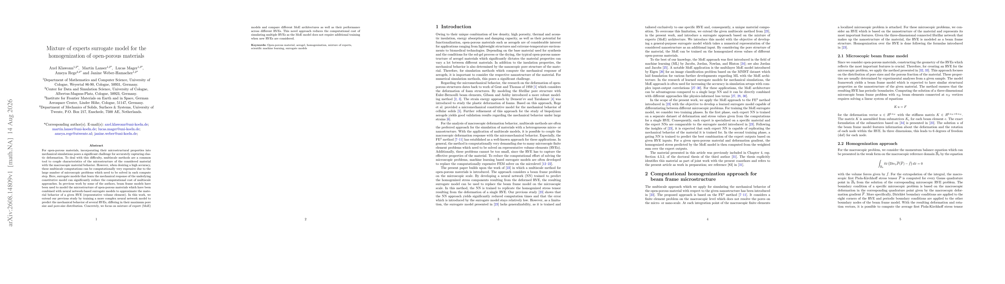 Thumbnail for Mixture of experts surrogate model for the homogenization of open-porous materials