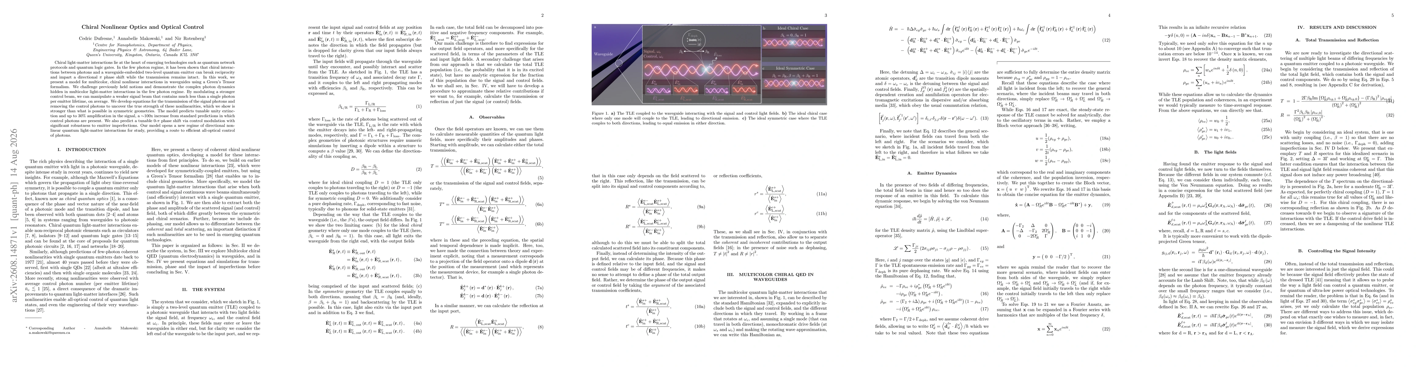 Thumbnail for Chiral Nonlinear Optics and Optical Control