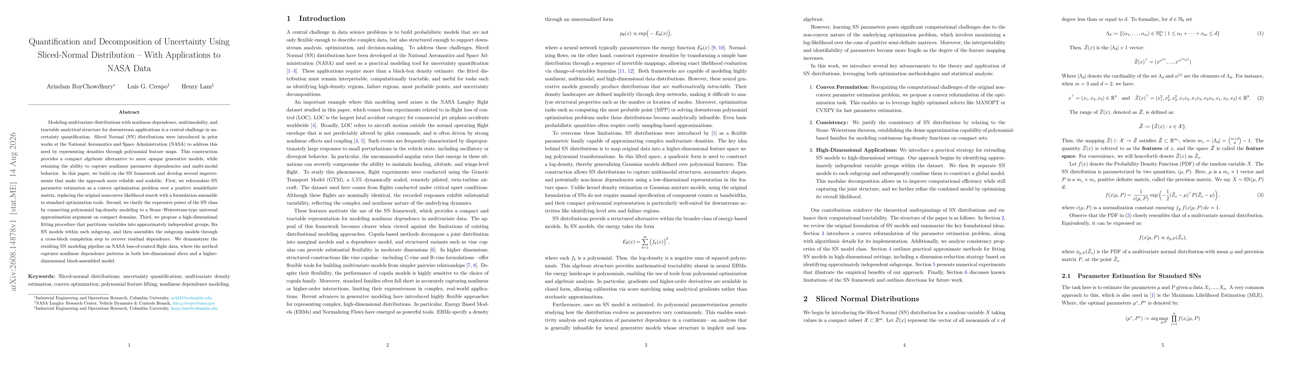 Thumbnail for Quantification and Decomposition of Uncertainty Using Sliced-Normal Distribution: With Applications to NASA Data
