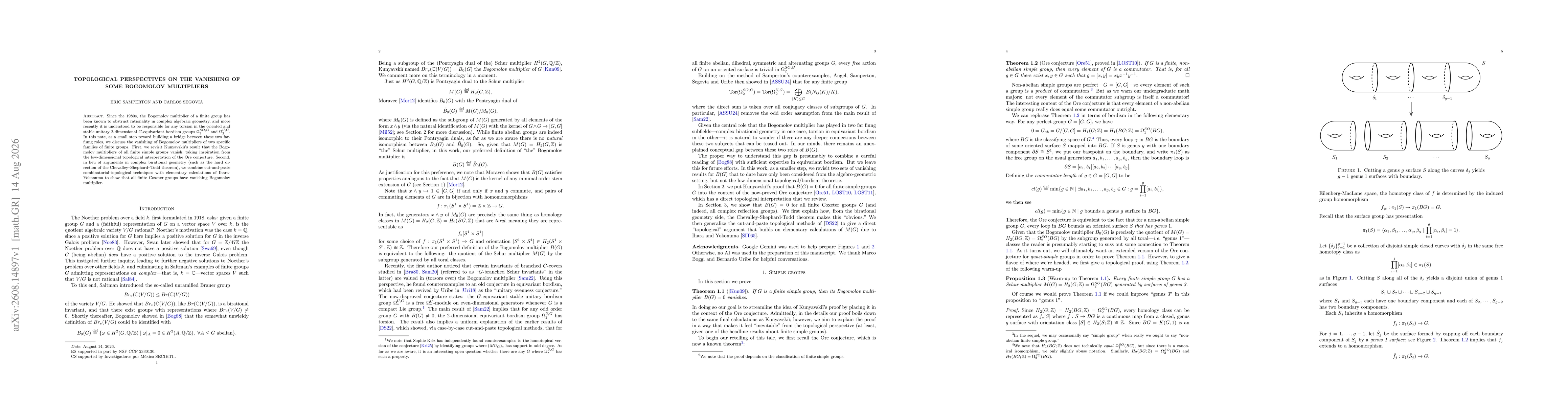 Thumbnail for Topological perspectives on the vanishing of some Bogomolov multipliers