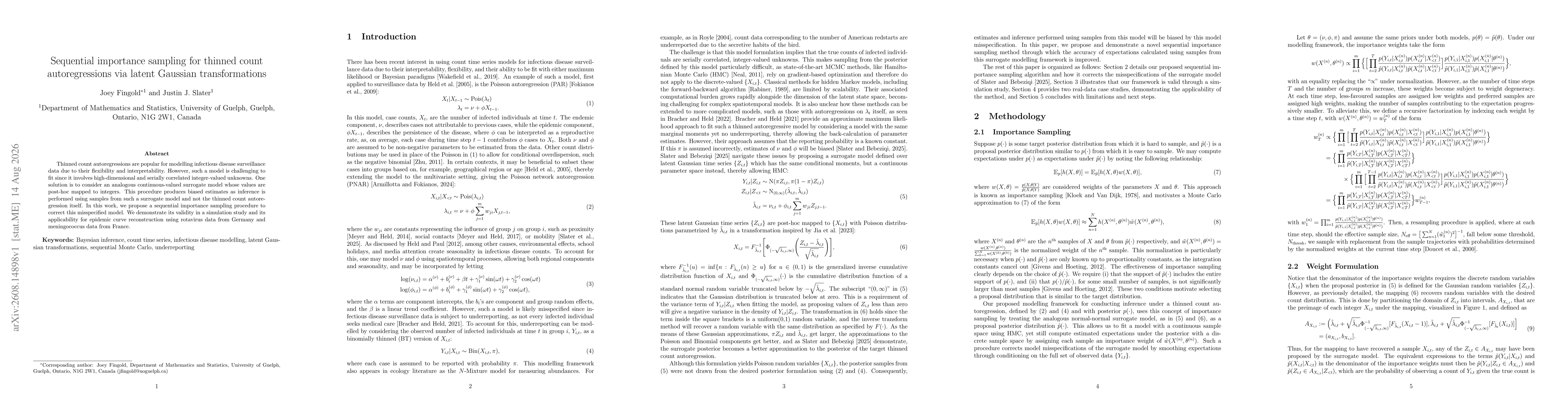 Thumbnail for Sequential Importance Sampling for Thinned Count Autoregressions via Latent Gaussian Transformations