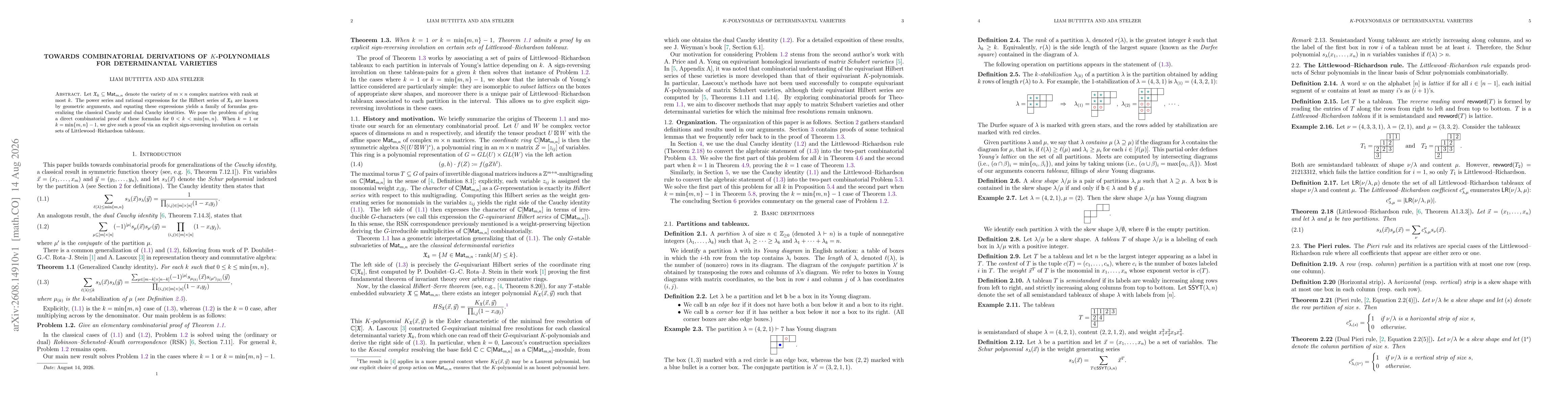 Thumbnail for Towards combinatorial derivations of K-polynomials for determinantal varieties