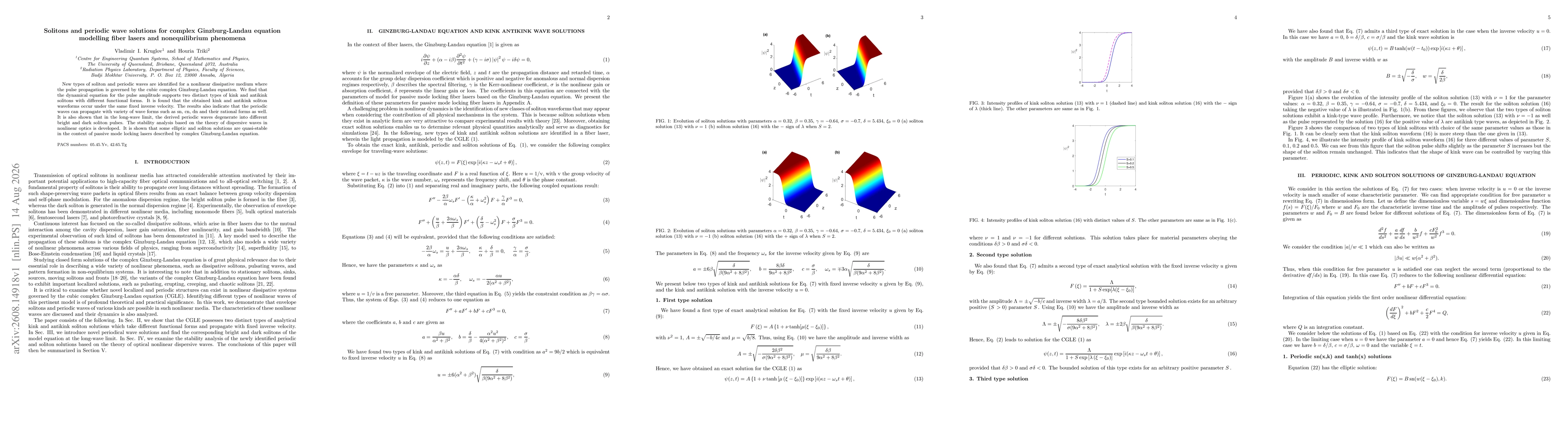 Thumbnail for Solitons and periodic wave solutions for complex Ginzburg-Landau equation modelling fiber lasers and nonequilibrium phenomena