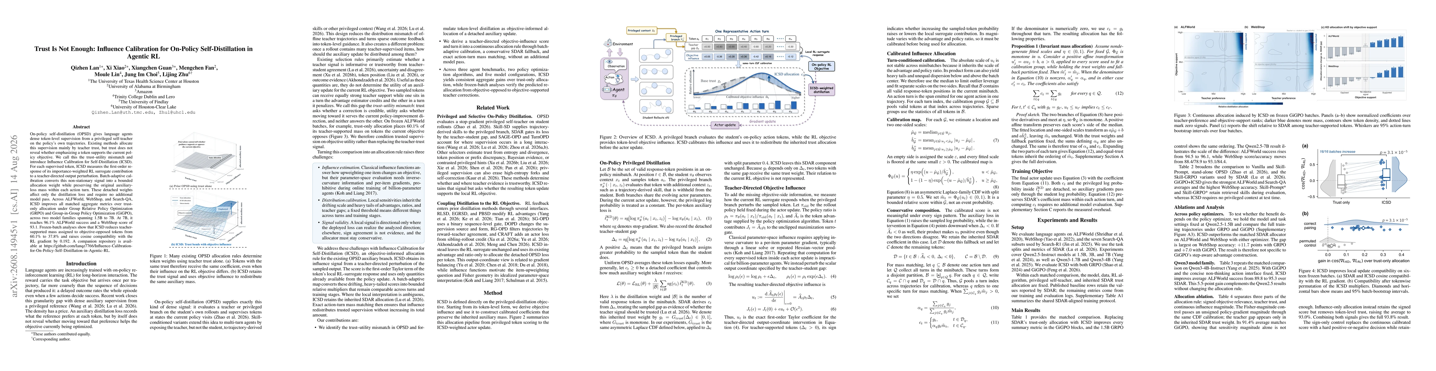 Thumbnail for Trust Is Not Enough: Influence Calibration for On-Policy Self-Distillation in Agentic RL