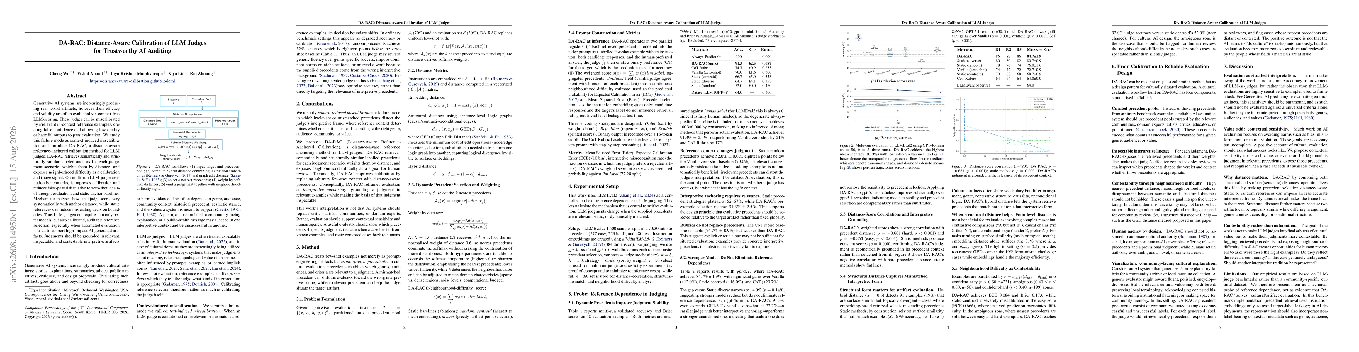 Thumbnail for DA-RAC: Distance-Aware Calibration of LLM Judges for Trustworthy AI Auditing