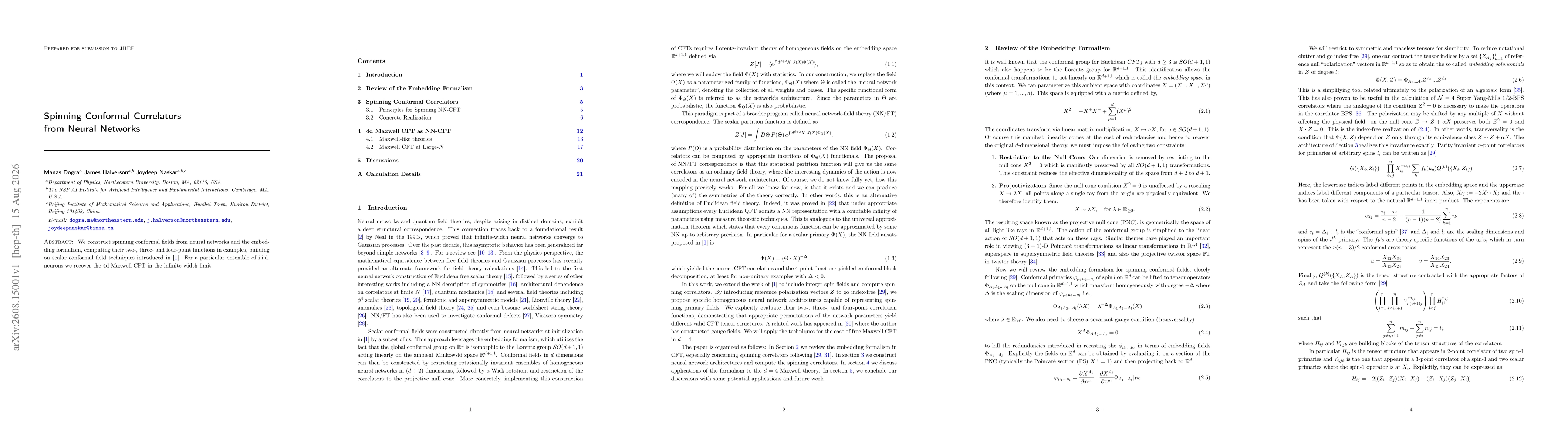 Thumbnail for Spinning Conformal Correlators from Neural Networks