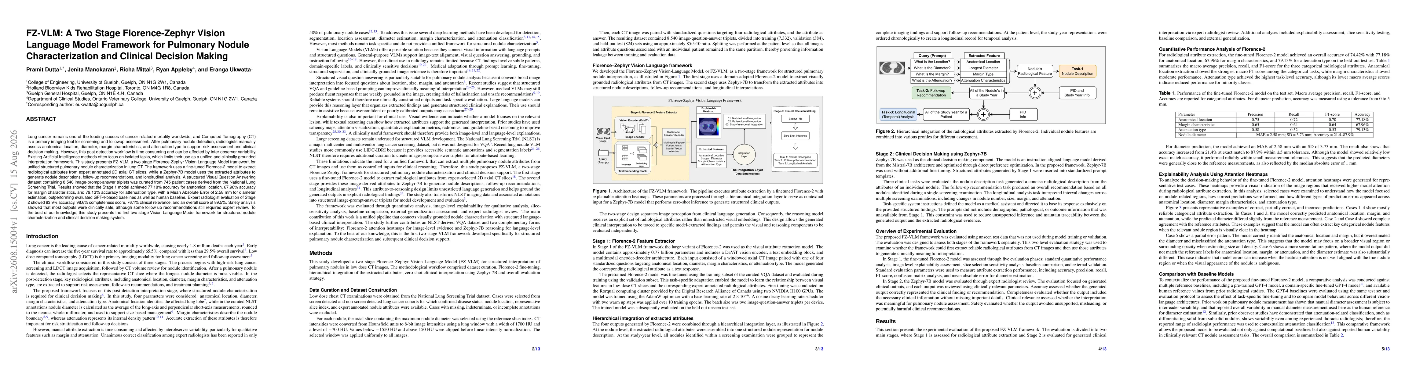 Thumbnail for FZ-VLM: A Two Stage Florence-Zephyr Vision Language Model Framework for Pulmonary Nodule Characterization and Clinical Decision Making