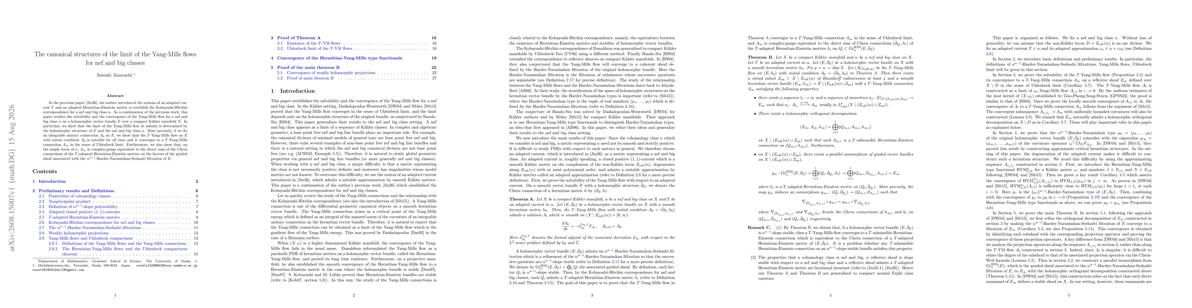 Thumbnail for The canonical structures of the limit of the Yang-Mills flows for nef and big classes