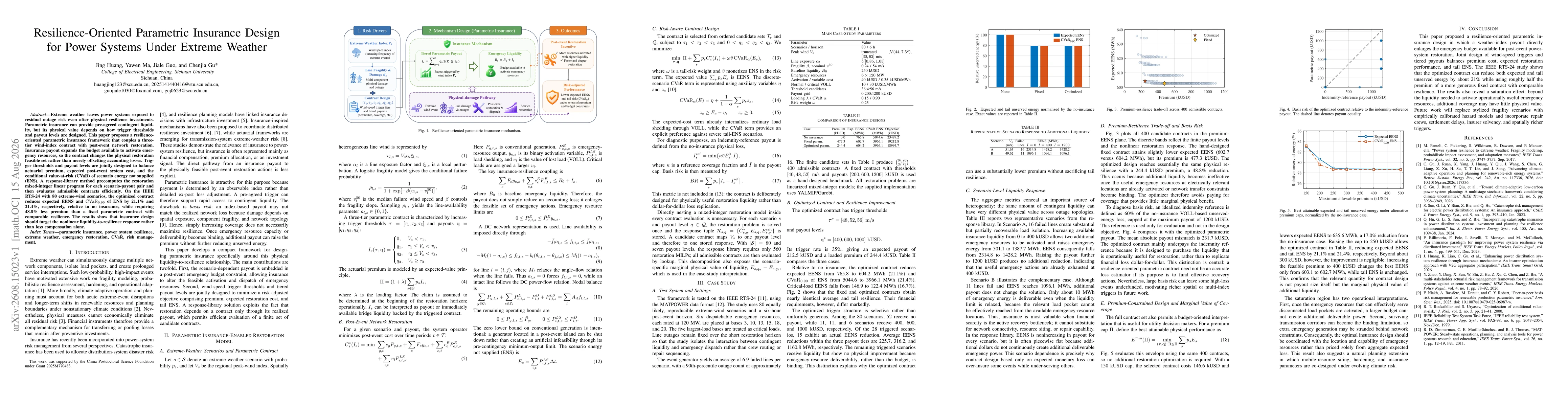 Thumbnail for Resilience-Oriented Parametric Insurance Design for Power Systems Under Extreme Weather