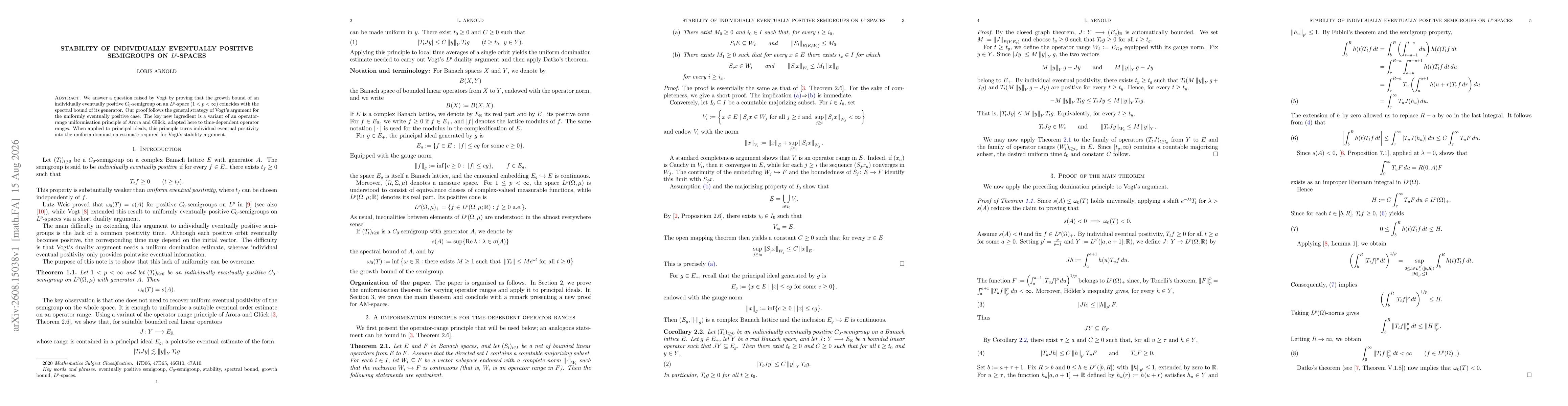Thumbnail for Stability of Individually Eventually Positive Semigroups on $L^p$-Spaces