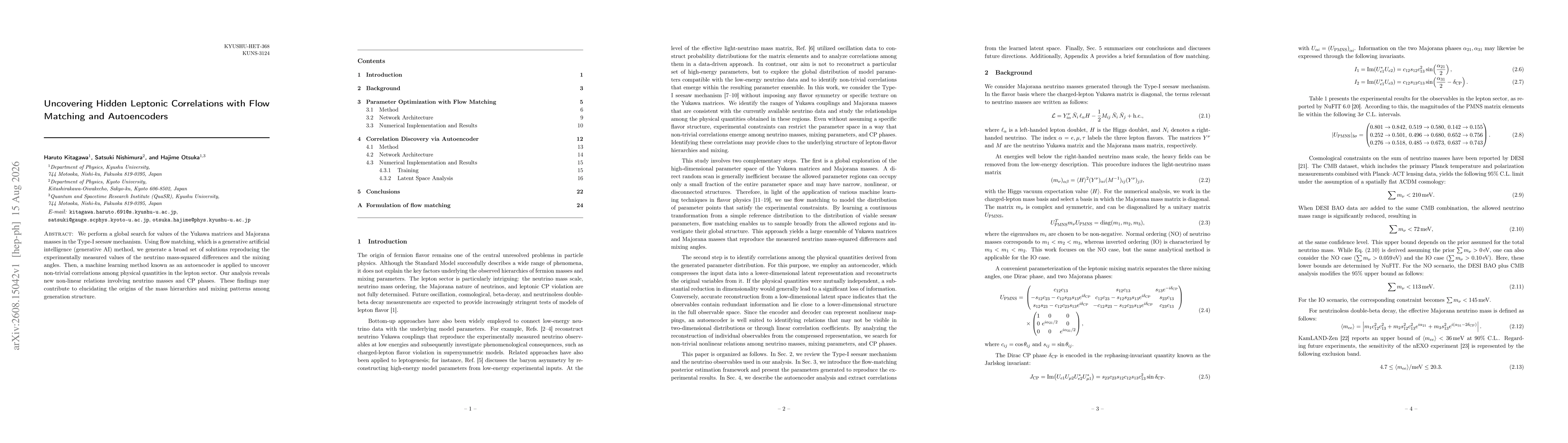 Thumbnail for Uncovering Hidden Leptonic Correlations with Flow Matching and Autoencoders