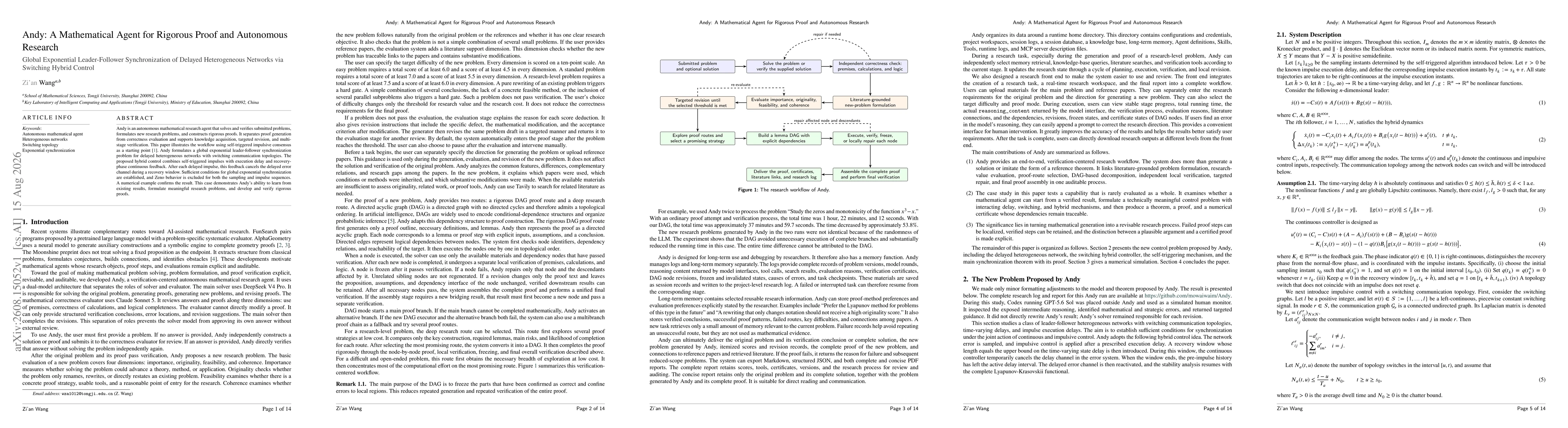 Thumbnail for Andy: A Mathematical Agent for Rigorous Proof and Autonomous Research