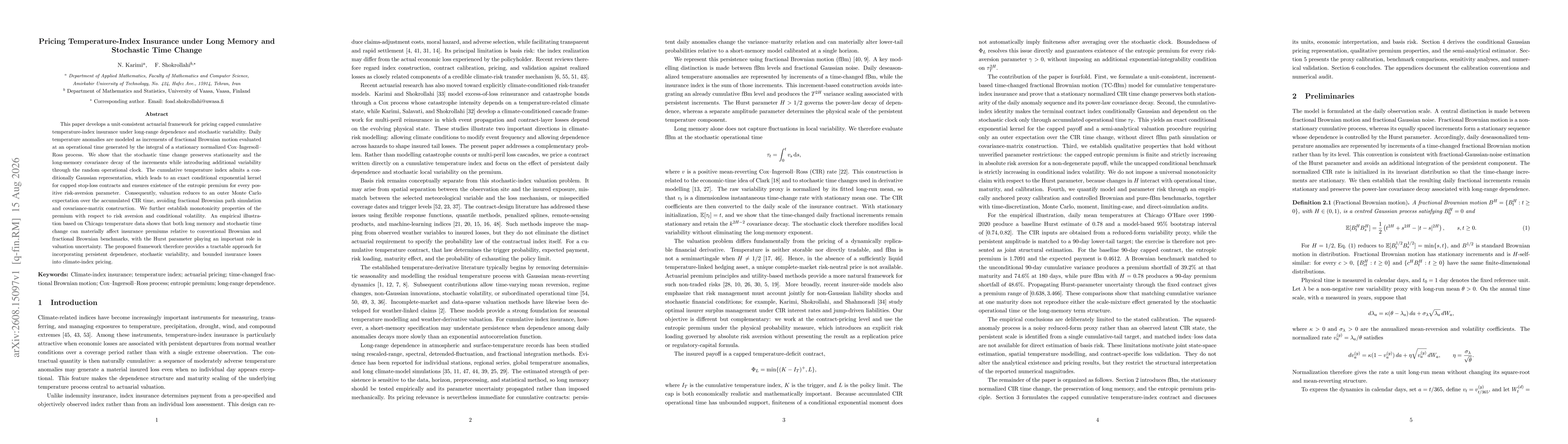 Thumbnail for Pricing Temperature-Index Insurance under Long Memory and Stochastic Time Change