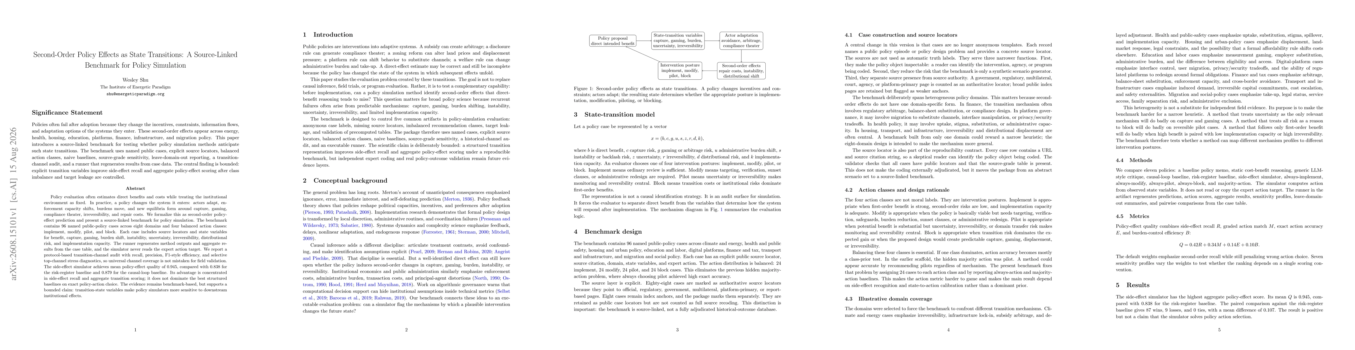 Thumbnail for Second-Order Policy Effects as State Transitions: A Source-Linked Benchmark for Policy Simulation