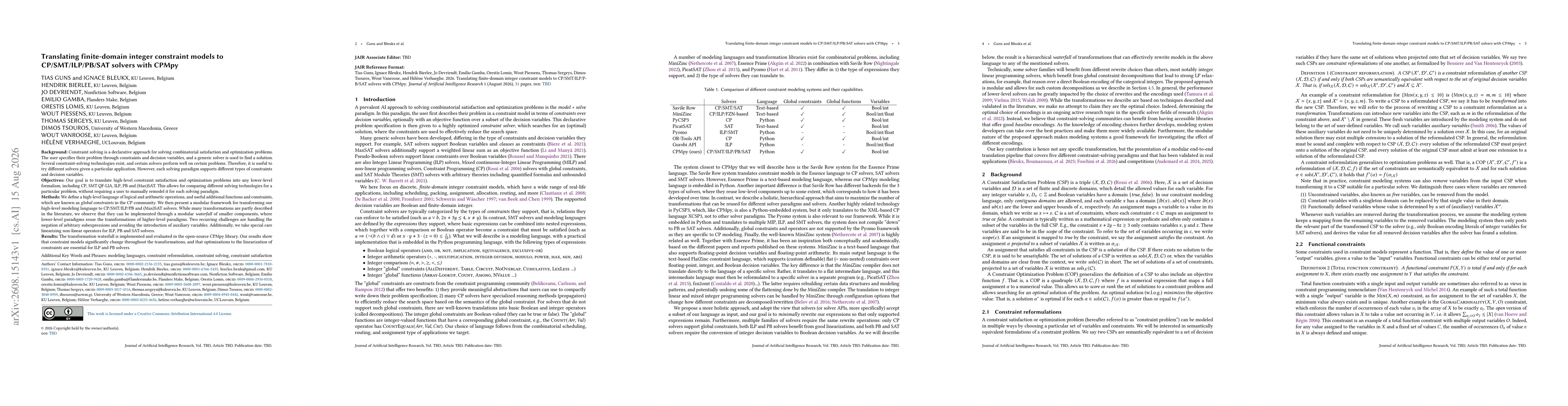 Thumbnail for Translating finite-domain integer constraint models to CP/SMT/ILP/PB/SAT solvers with CPMpy