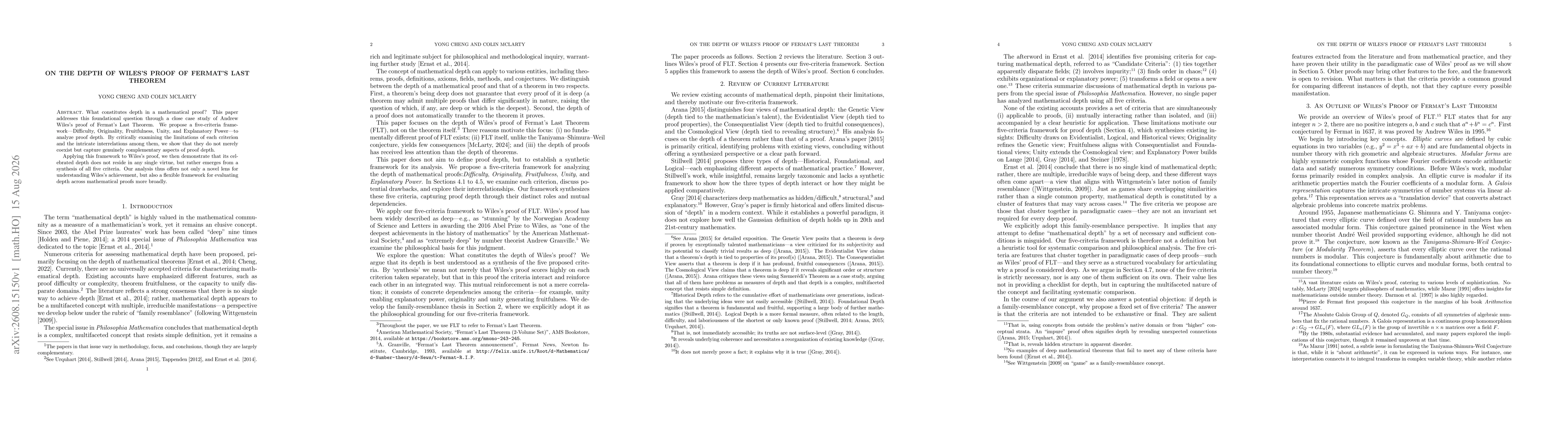Thumbnail for On the depth of Wiles's proof of Fermat's Last Theorem