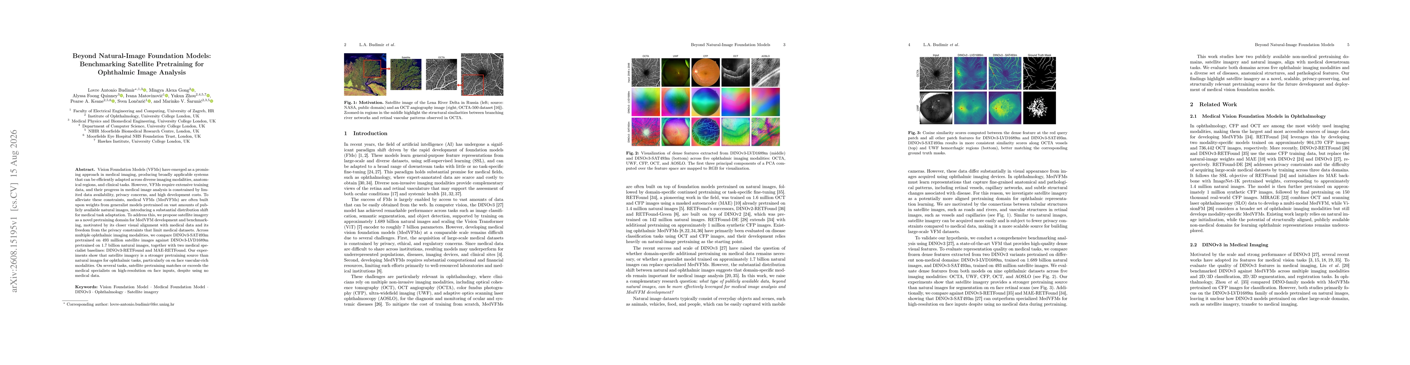 Thumbnail for Beyond Natural-Image Foundation Models: Benchmarking Satellite Pretraining for Ophthalmic Image Analysis