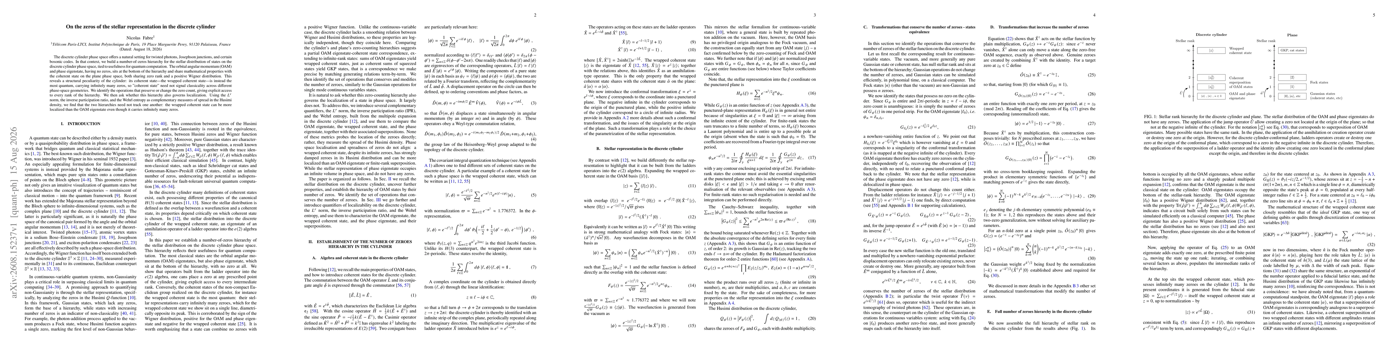 Thumbnail for On the zeros of the stellar representation in the discrete cylinder