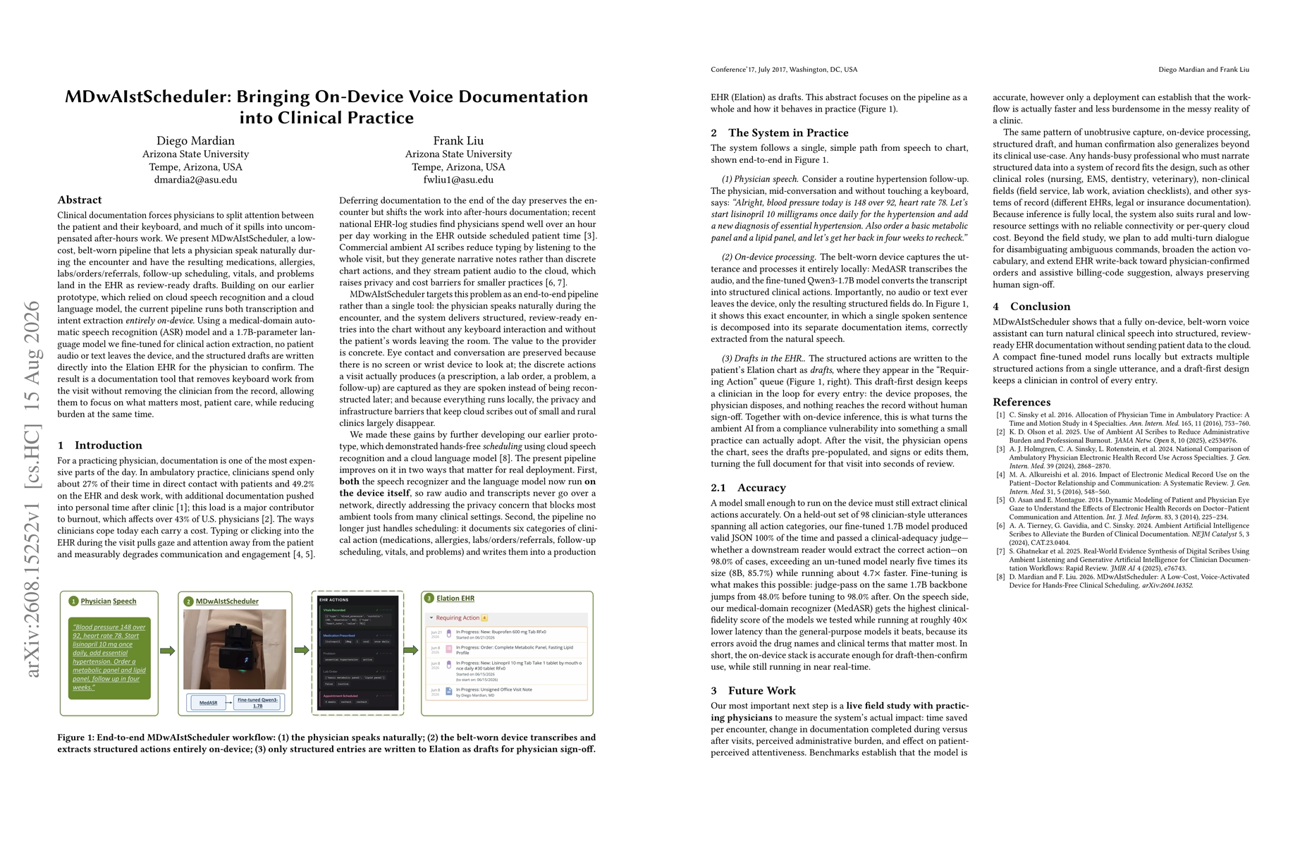 Thumbnail for MDwAIstScheduler: Bringing On-Device Voice Documentation into Clinical Practice
