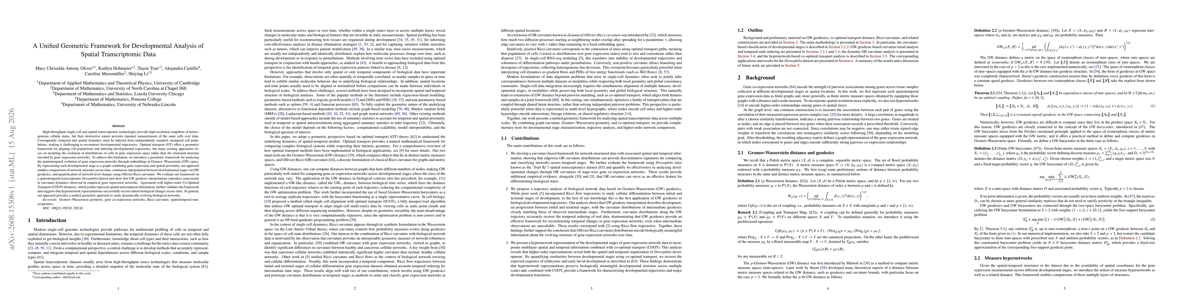 Thumbnail for A Unified Geometric Framework for Developmental Analysis of Spatial Transcriptomic Data
