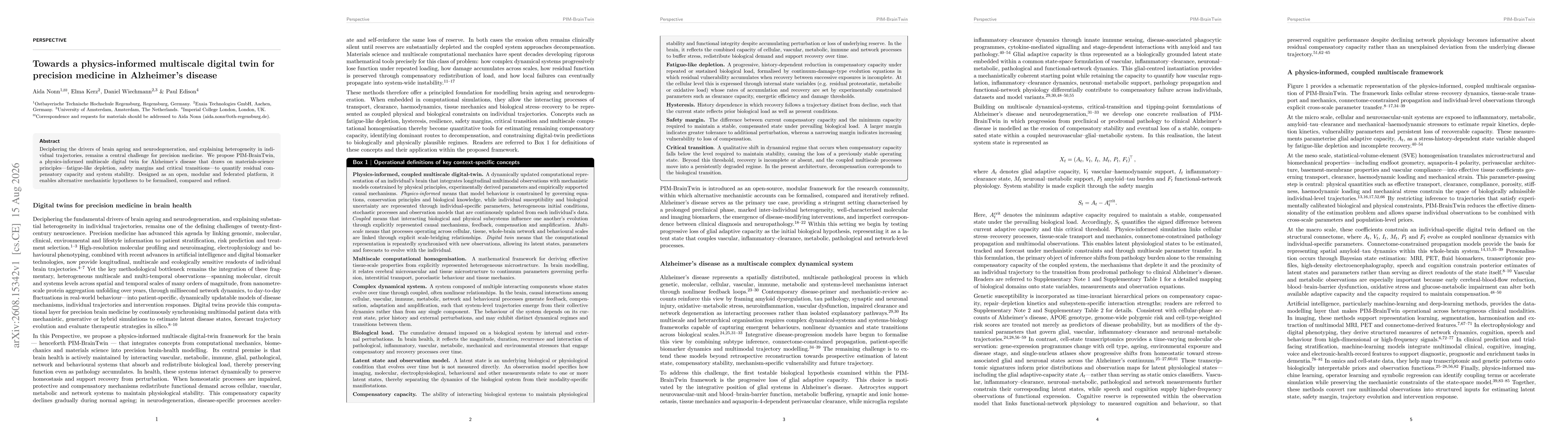 Thumbnail for Towards a physics-informed multiscale digital twin for precision medicine in Alzheimer's disease
