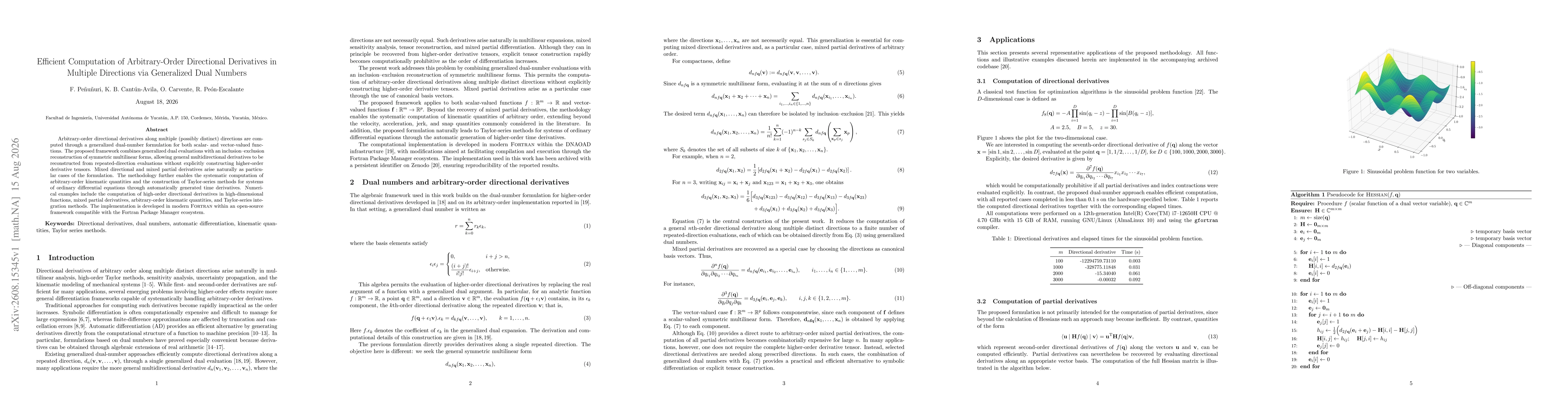 Thumbnail for Efficient Computation of Arbitrary-Order Directional Derivatives in Multiple Directions via Generalized Dual Numbers