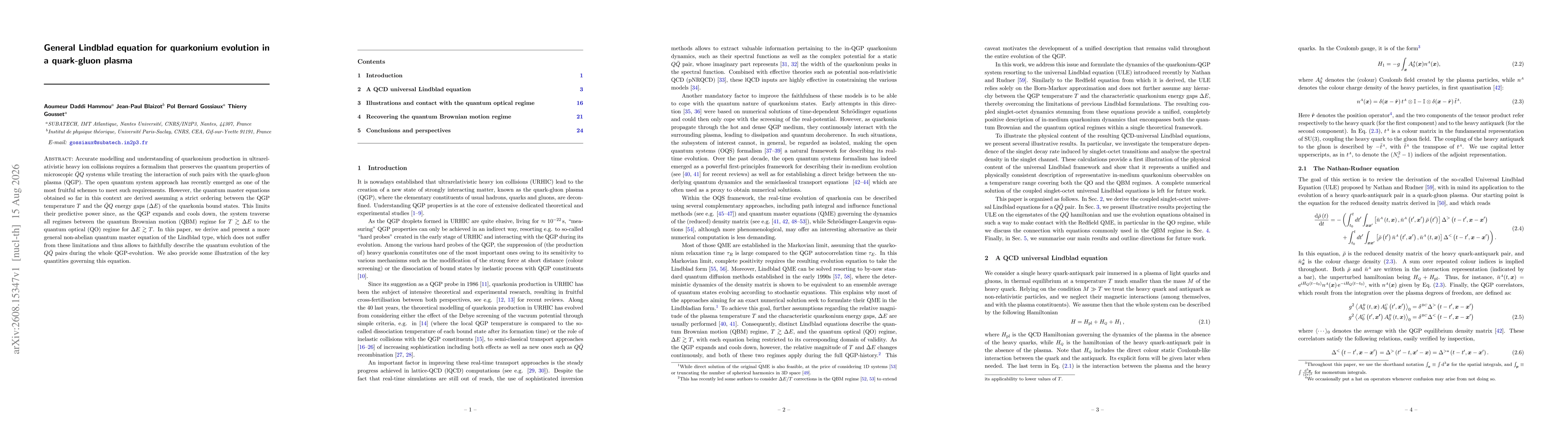 Thumbnail for General Lindblad equation for quarkonium evolution in a quark-gluon plasma