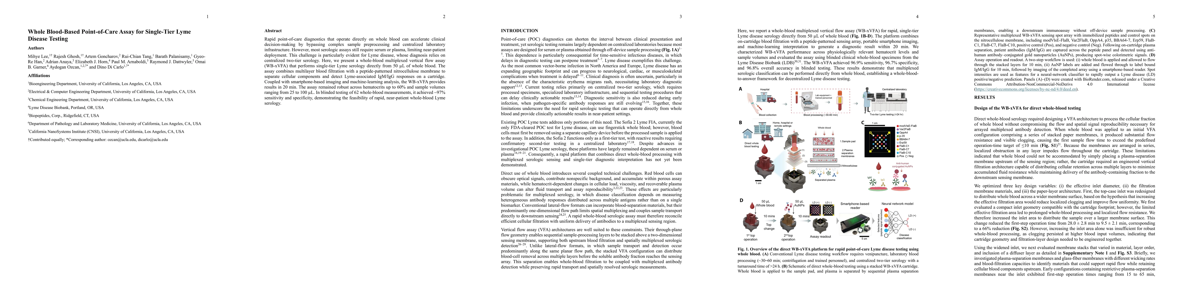 Thumbnail for Whole Blood-Based Point-of-Care Assay for Single-Tier Lyme Disease Testing