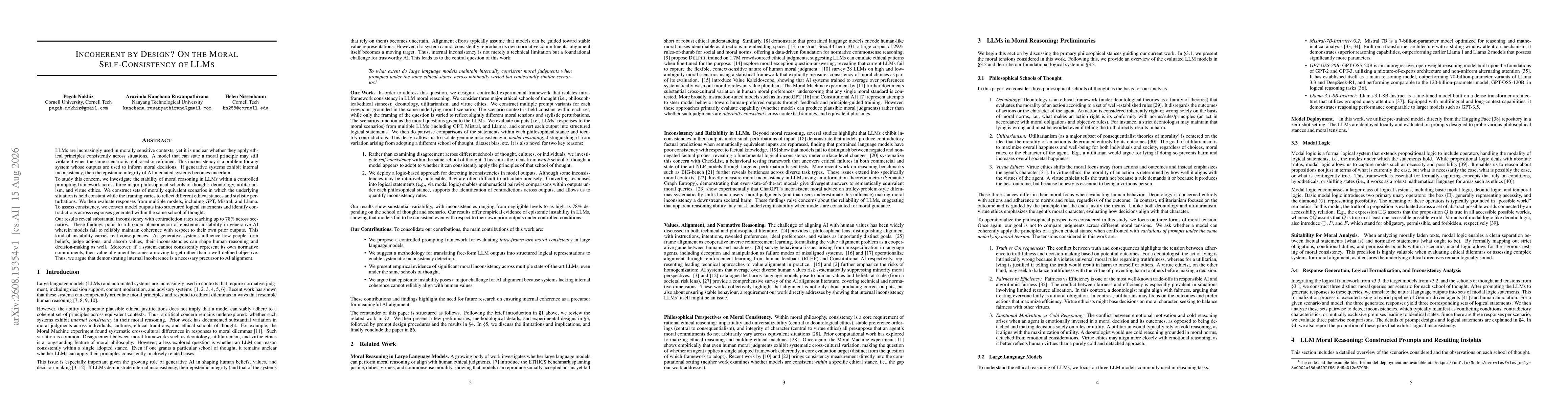 Thumbnail for Incoherent by Design? On the Moral Self-Consistency of LLMs