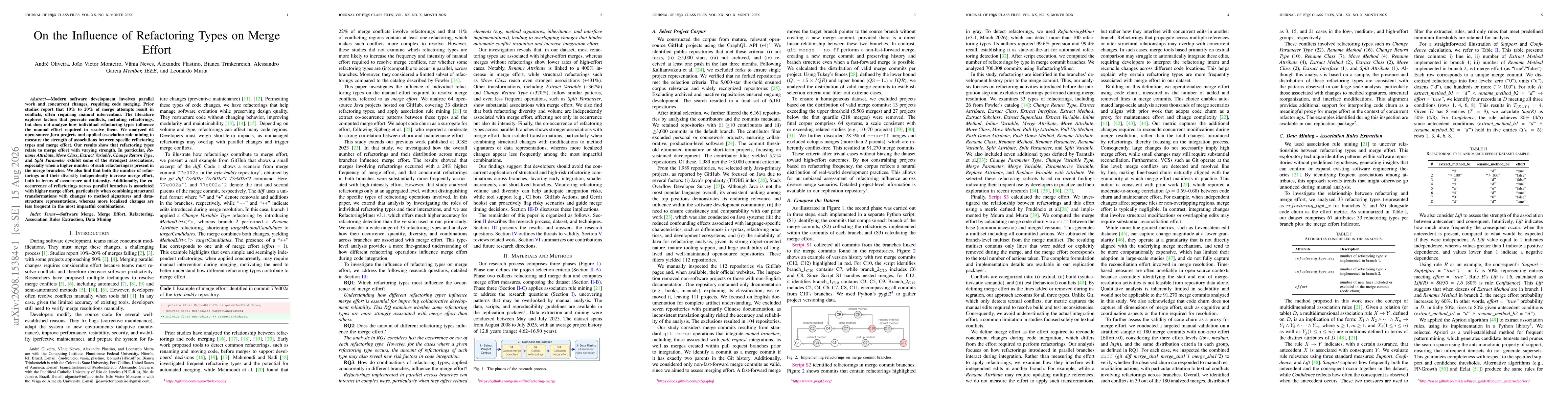Thumbnail for On the Influence of Refactoring Types on Merge Effort