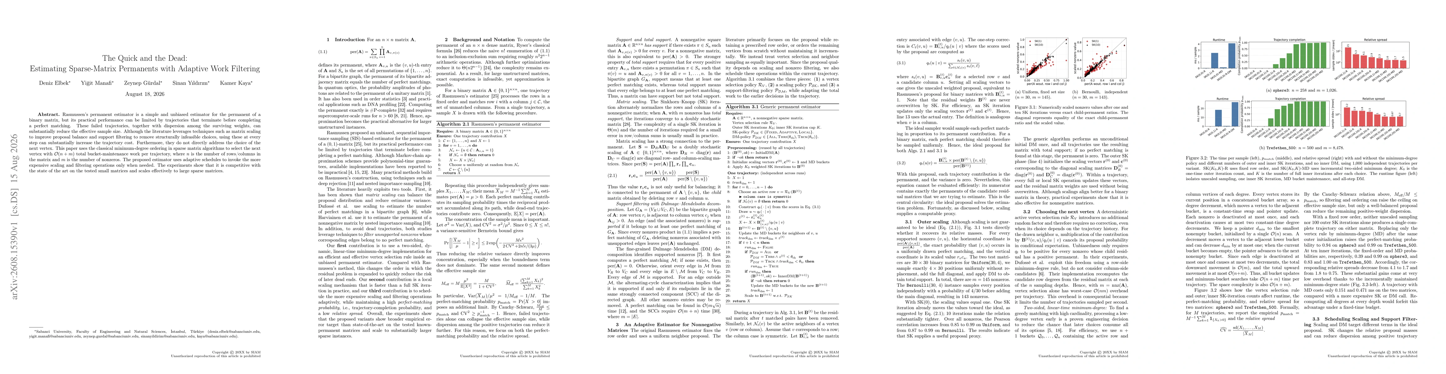 Thumbnail for The Quick and the Dead: Estimating Sparse-Matrix Permanents with Adaptive Work Filtering
