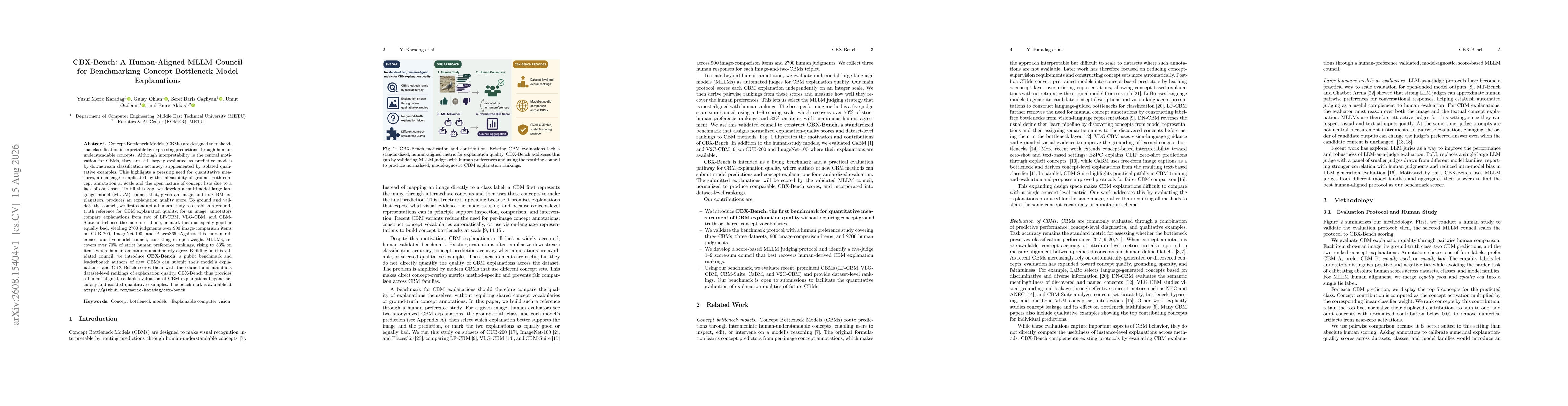 Thumbnail for CBX-Bench: A Human-Aligned MLLM Council for Benchmarking Concept Bottleneck Model Explanations